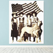 ストレッ包まれたドヴィンテージアメリカ女性のカーボーイ キャンバスプリント (インサイチュ (ウッドフロア))