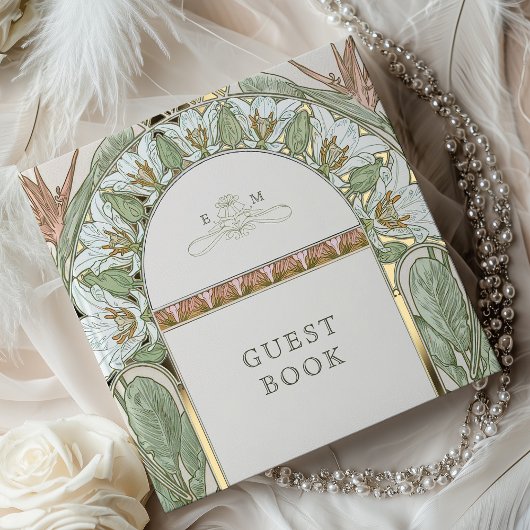 ストレリツィア結婚金ゴールドアールヌーボー ゲストブック