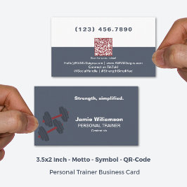 ストレングス シンプル QR グレー レッド パーソナルトレーナー 名刺