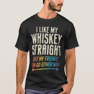 ストレートなウィスキーが好きな仲間 LGBTQ ゲイプライド パロディ Tシャツ
