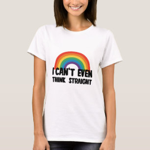 ストレートな思考すらできない おもしろゲイ プライド Tシャツ