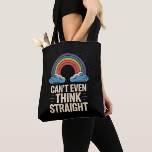 ストレートに考えられない LGBTQ ゲイプライド アライ トートバッグ