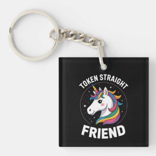 ストレートの友達ユニコーン LGBTQ+ プライド アライ キーホルダー