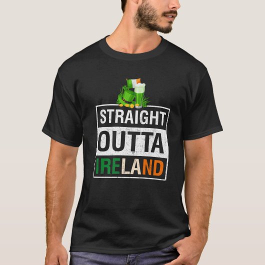 ストレートアウトタアイルランドアイリッシュSt patricks dayグリーン Tシャツ (正面)