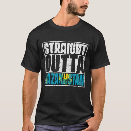 ストレートアウトタカザフスタン国旗 Tシャツ (正面)