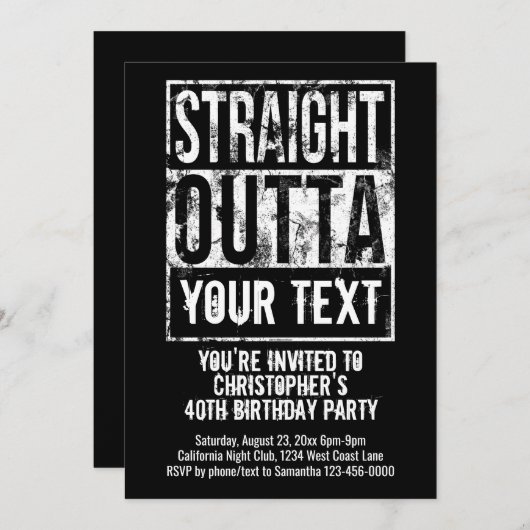 ストレートアウトタカスタムー誕生日パーティーへの招待 招待状 (正面/裏面)