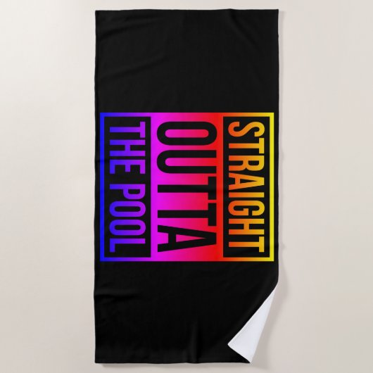 ストレートアウトタザプールタイポグラフィ文字 カラフル ビーチタオル (正面)