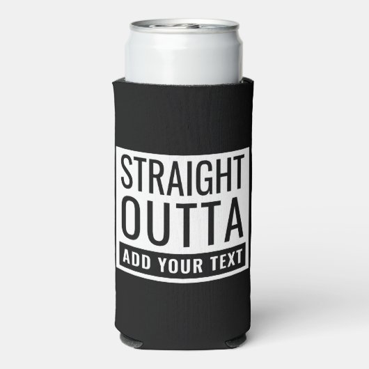 ストレートアウトタテキストの追加おもしろいミームおもしろいパロディ スリム缶クーラー (Seltzer裏面)