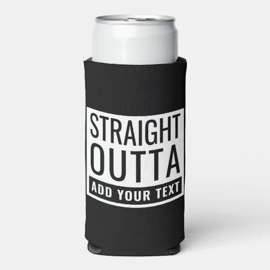 ストレートアウトタテキストの追加おもしろいミームおもしろいパロディ スリム缶クーラー (Seltzer正面)