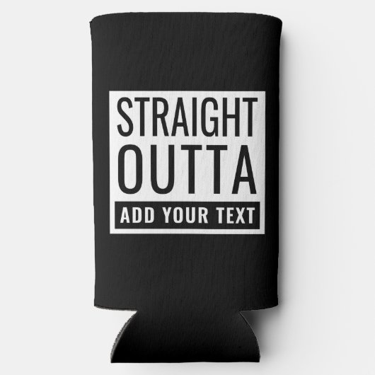 ストレートアウトタテキストの追加おもしろいミームおもしろいパロディ スリム缶クーラー (裏面)