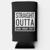 ストレートアウトタテキストの追加おもしろいミームおもしろいパロディ スリム缶クーラー (正面)