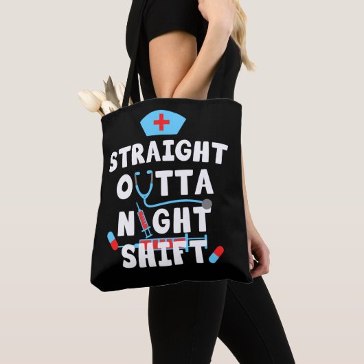 ストレートアウトタナイトシフト看護学校ナース トートバッグ (クローズアップ)