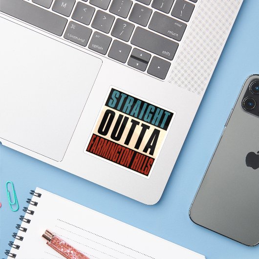 ストレートアウトタファーミントンヒルズミシガンMI シール (ノートパソコンとiPhone)