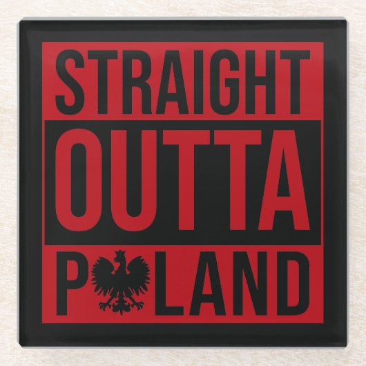 ストレートアウトタポーランド国旗の赤白 ガラスコースター (正面)