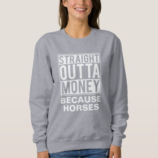 ストレートアウトタマおもしろいークエストリアンホース スウェットシャツ (正面)