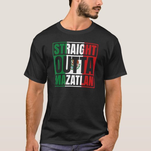 ストレートアウトタマサトラン・シナロアメキシコメキシコ国旗 Tシャツ (正面)