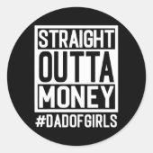 ストレートアウトタマネーパパの女の子と女の子のパパ ラウンドシール (正面)