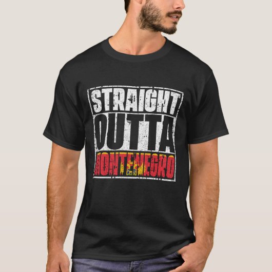ストレートアウトタモンテネグロ国旗 Tシャツ (正面)