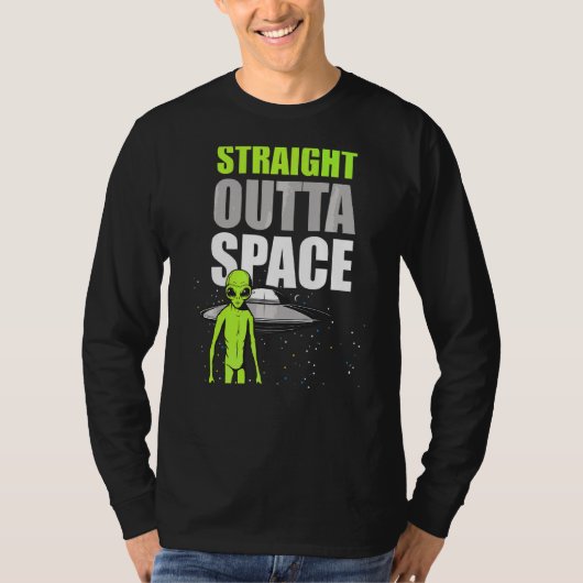 ストレートアウトタ宇宙ミームアウタースペースUfoエイリアンR Tシャツ (正面)