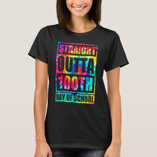 ストレートアウトタ100日目の学校タイズ死んで幸せ1 Tシャツ (正面)