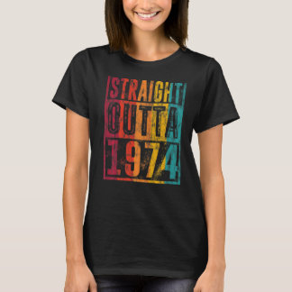 ストレートアウトタ1974ヴィンテージ誕生日レトロ夏 Tシャツ