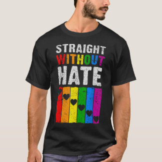 ストレートアリープライドレインボーハートLGBT Tシャツ