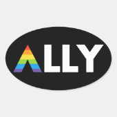 ストレートアリーLGBTQレインボーLGBT 楕円形シール (正面)