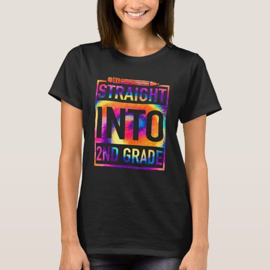 ストレートインツーグレード絞り染め新学期茶 Tシャツ (正面)
