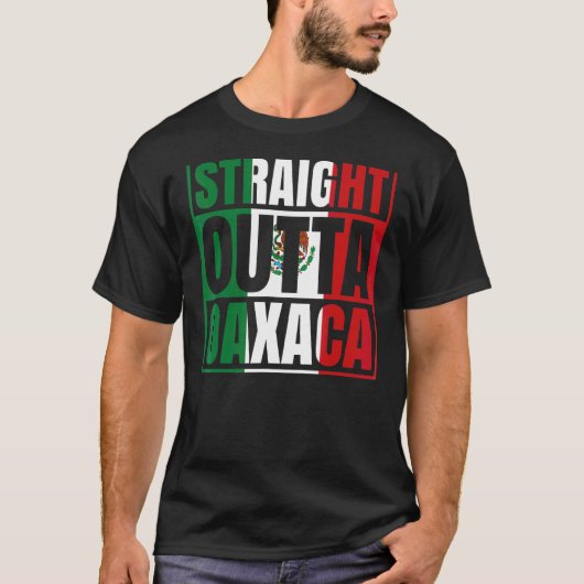 ストレートオウタオアハカメキシコ国旗Chicano Tシャツ (正面)