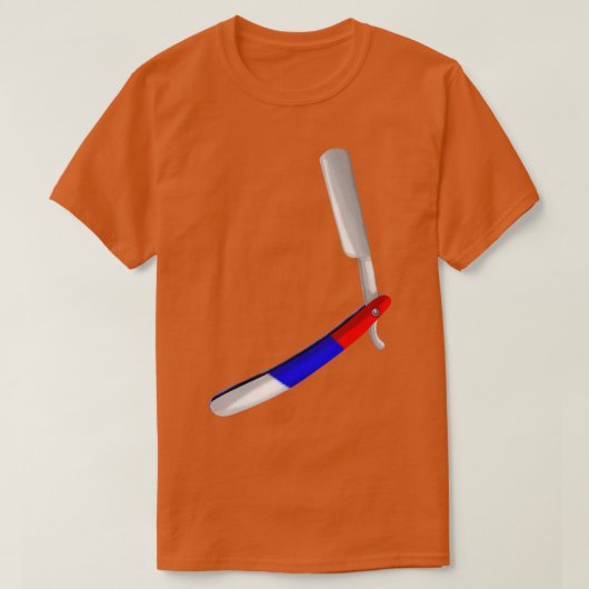 ストレートカミソリ理容師ショップ Tシャツ (デザイン正面)