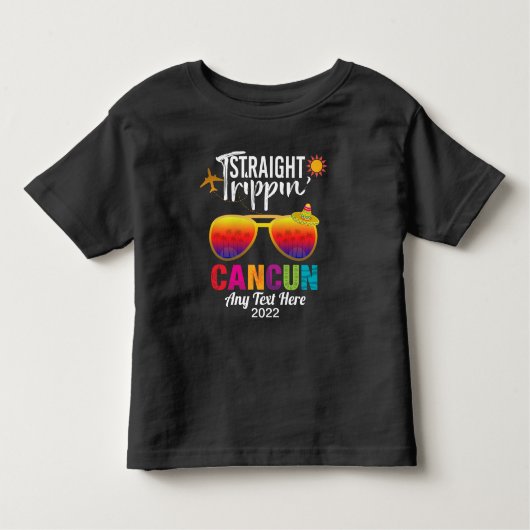 ストレートトリピンカンクンメキシコトラベルバケーション  トドラーTシャツ (正面)
