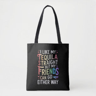 ストレート+友達はどっちでもいい テキーラ LGBT ファニー トートバッグ