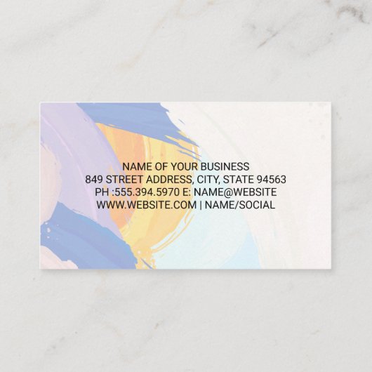 ストロカラフルッ絵を描ク |クリエイティブ 芸術的 名刺 (裏面)