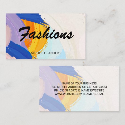 ストロカラフルッ絵を描ク |クリエイティブ 芸術的 名刺 (正面/裏面)