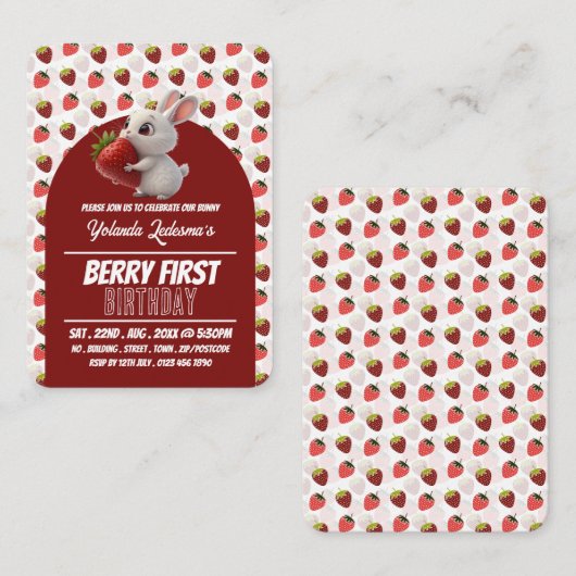 ストロバニーベリーファースト誕生日ハンドアウトチケット 名刺 (正面/裏面)