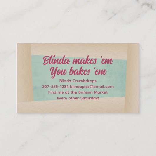 ストロベリーさくらんぼパイ果実パイのベーカリーベーキング 名刺 (裏面)