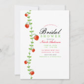 ストロベリーつる植物レッドベリーブライダルシャワー 招待状 (正面)