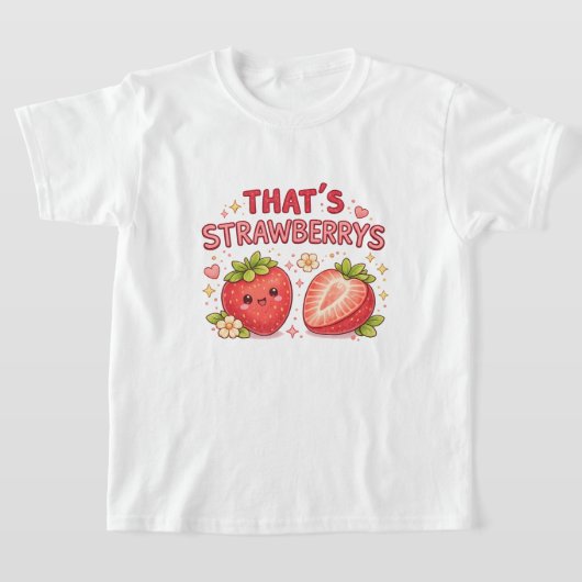 ストロベリーのかわいいキッズTシャツ Tシャツ (レイダウン)