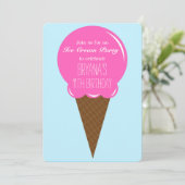 ストロベリーアイスクリームコーンパーティの招待状 招待状 (スタンド正面)