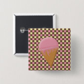 ストロベリーアイスクリームコーンボタン 缶バッジ (正面&裏面)