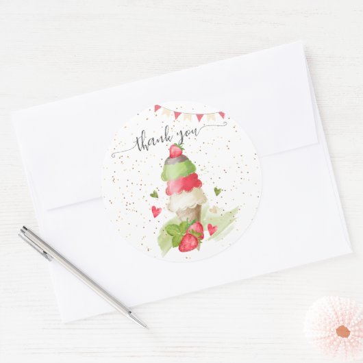 ストロベリーアイスクリームコ感謝していン「あなた」 ラウンドシール (封筒)