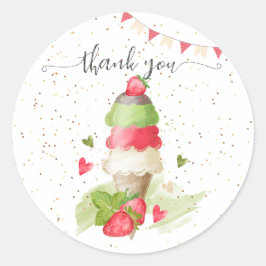 ストロベリーアイスクリームコ感謝していン「あなた」 ラウンドシール