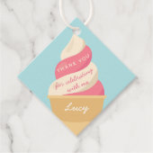 ストロベリーアイスクリームスワール子供の誕生日ありがとう フェイバータグ (正面)