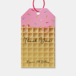 ストロベリーアイスクリームワッフルコーン誕生日パーティー ギフトタグ