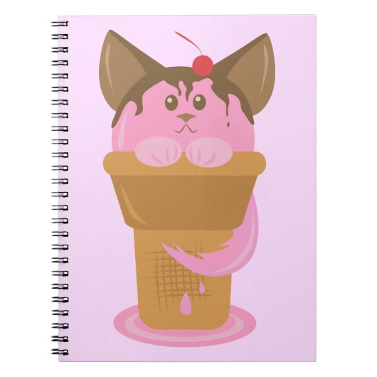ストロベリーアイスクリーム猫 ノートブック (正面)