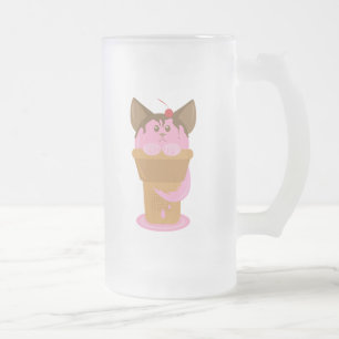 ストロベリーアイスクリーム猫 フロストグラスビールジョッキ