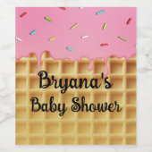 ストロベリーアイスリームワッフルのコーンバースデーパーティ ワインラベル (シングルラベル)