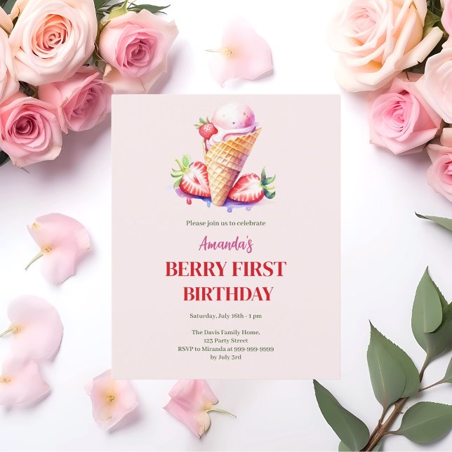ストロベリーアイス1stバースデーベリー最初の招待 (クリエイターアップロード済み)