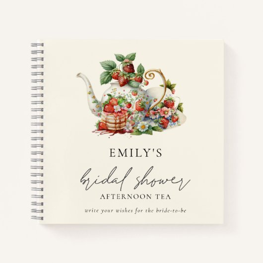 ストロベリーアフタヌーンティーブライダルシャワーゲストブック ノートブック (正面)