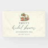 ストロベリーアフタヌーンティー名日付ブライダルシャワー 横断幕 (横)